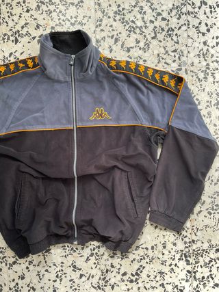 Track Jacket Kappa Vintage - Talla L - Negro y Gri