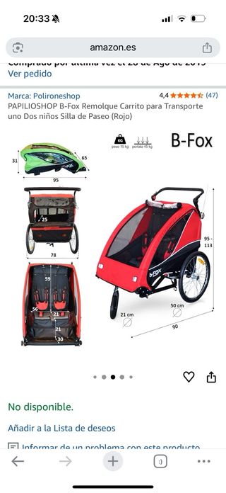 Carro B-Fox para bicicleta para 1 o 2 niños