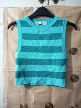 Top Zara Mujer Talla S Rayas Verdes