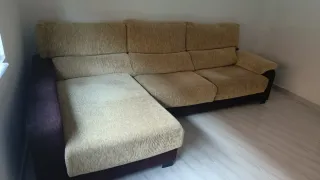 Sofá Cherlong Chaise Longue Beige y Marron