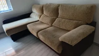 Sofá Cherlong Chaise Longue Beige y Marron