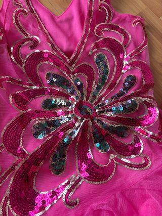 Vestido de baile/disfraz rosa T6-7