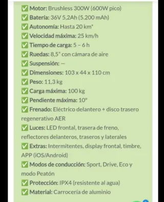 Patinete eléctrico blanco Mascooter