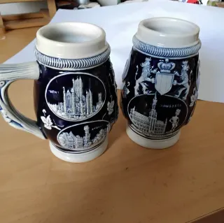 Jarras de Cerveza Belgas Cerámica Azul