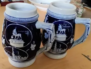 Jarras de Cerveza Belgas Cerámica Azul