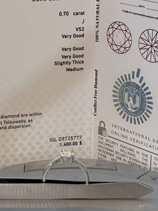 Anillo Oro 18k Diamante Natural 0.70 Ct VS2