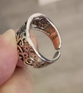 Anillo plata ajustable diseño floral
