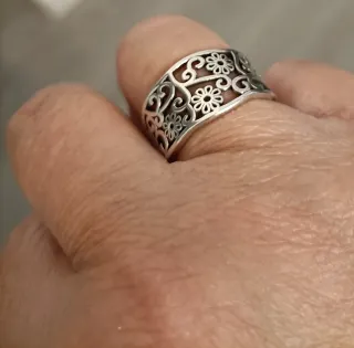 Anillo plata ajustable diseño floral