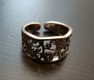 Anillo plata ajustable diseño floral