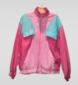 Chaqueta Cortavientos Y2K Rosa y Turquesa