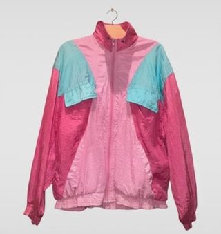 Chaqueta Cortavientos Y2K Rosa y Turquesa