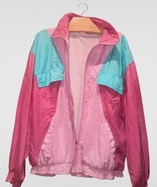 Chaqueta Cortavientos Y2K Rosa y Turquesa