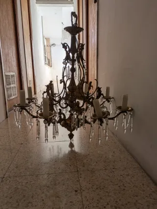 Lámpara araña bronce macizo clásica