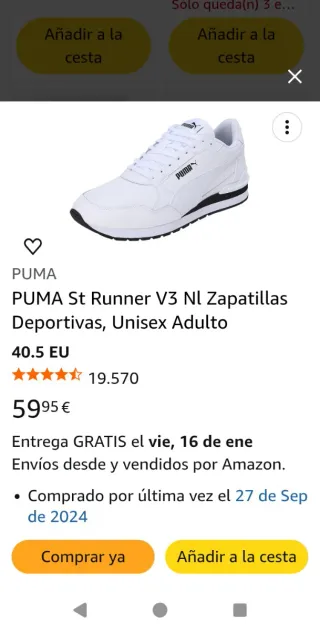 Zapatillas Puma Hombre Talla 40.5 Blancas