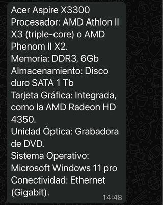 Ordenador Acer Negro