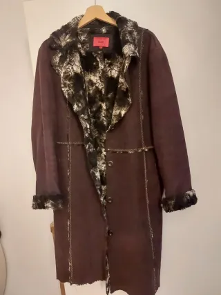 Abrigo largo mujer marrón multicolor