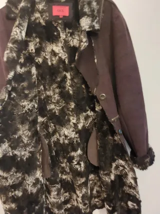 Abrigo largo mujer marrón multicolor