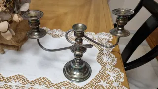 2 Candelabros vintage de plata y cobre