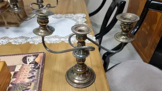 2 Candelabros vintage de plata y cobre
