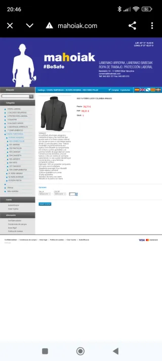 Chaqueta Columbia Hombre Talla S Gris