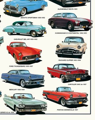 Póster Coches Americanos 50s 30x42cm - REPRODUCCIO