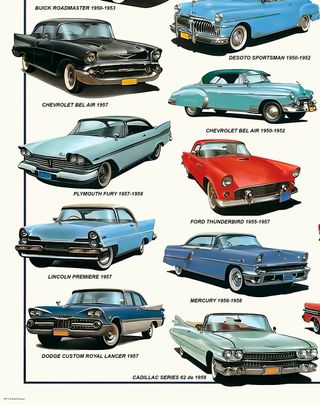 Póster Coches Americanos 50s 30x42cm - REPRODUCCIO