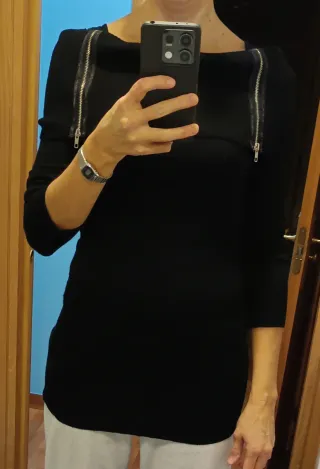 Jersey negro mujer cremalleras