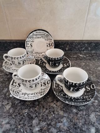 Lote 4 Tazas Café Espresso Porcelana