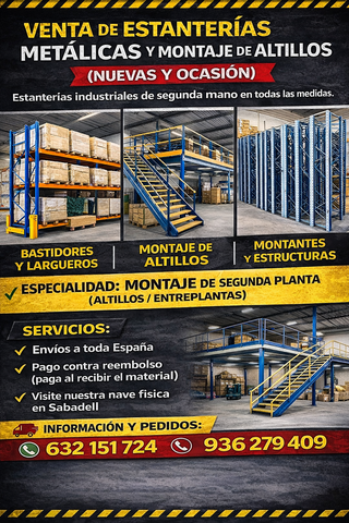 Estantería industrial azul metálica