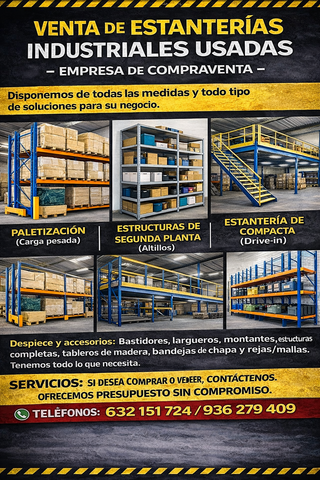 Estantería industrial azul metálica