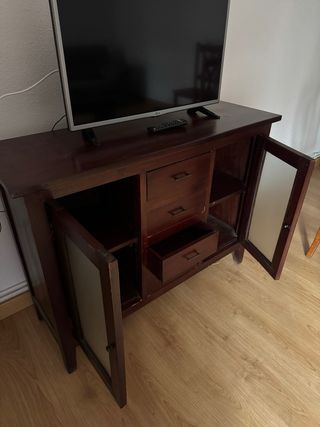 Mueble Cómoda TV Madera y Cristal