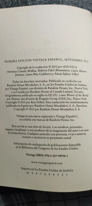 Primera edición 2012. El invierno del mundo.