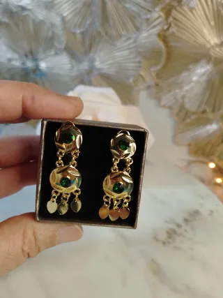 Pendientes Vintage Oro 18k y Esmeraldas