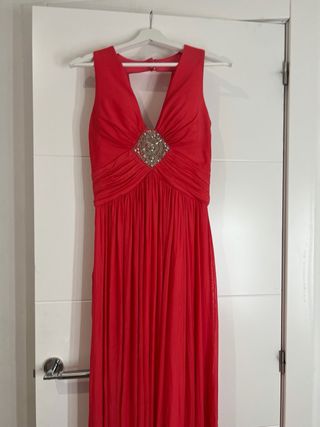 Vestido fiesta rojo con pedrería