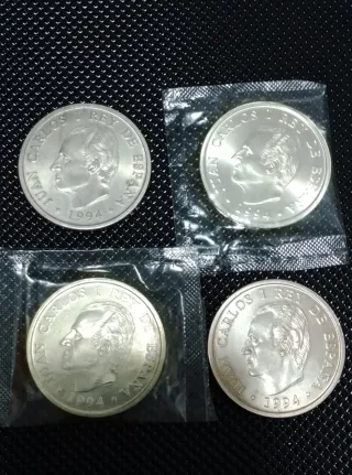 Lote 4 Monedas 2000 Pesetas Plata 1994
