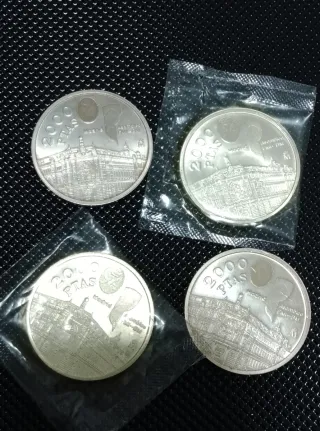Lote 4 Monedas 2000 Pesetas Plata 1994