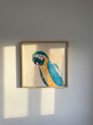 Cuadro loro madera elegante