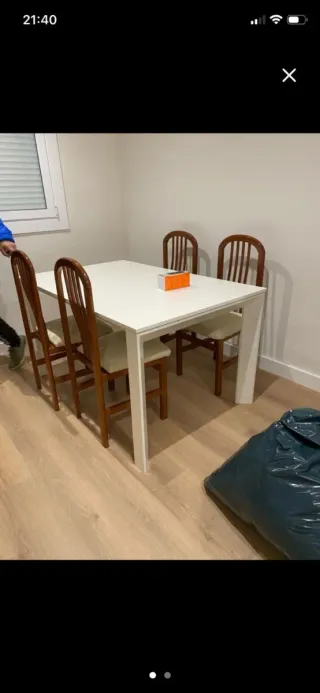 Mesa comedor blanca metal