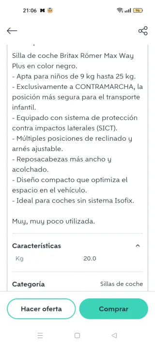 Silla de coche Britax Römer Max-way plus a contram