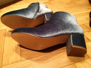 Botines terciopelo azul tacón cómodo