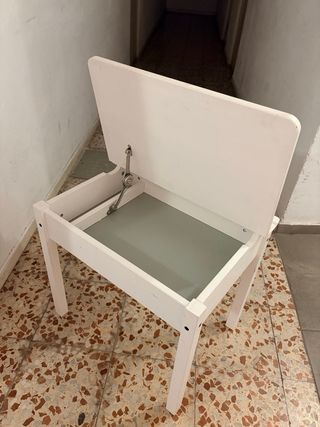 Silla infantil madera y pupitre madera blanco