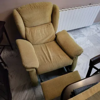 Poltrona relax reclinabile manuale mostarda