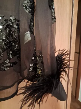 Blusa Zara lentejuelas y plumas