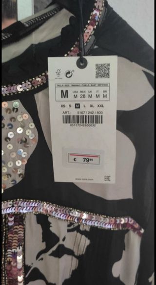 Vestido Zara Negro y Blanco Talla M , nuevo!