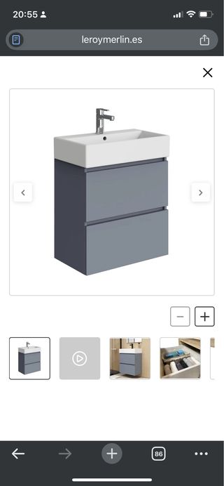 Mueble de baño con lavabo gris oscuro 60x47 cm