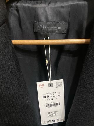 Abrigo Zara Lana Negro Talla M