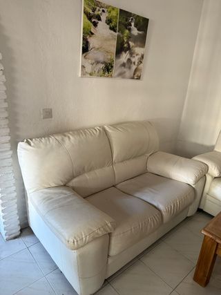 Sofá 2 plazas polipiel blanco