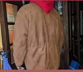 Giacca lunga pelle vintage marrone made in italy