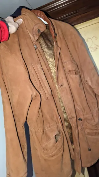 Giacca lunga pelle vintage marrone made in italy