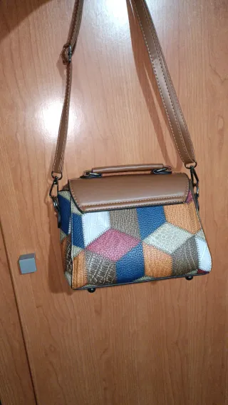 Bolso mujer patchwork marrón y multicolor
